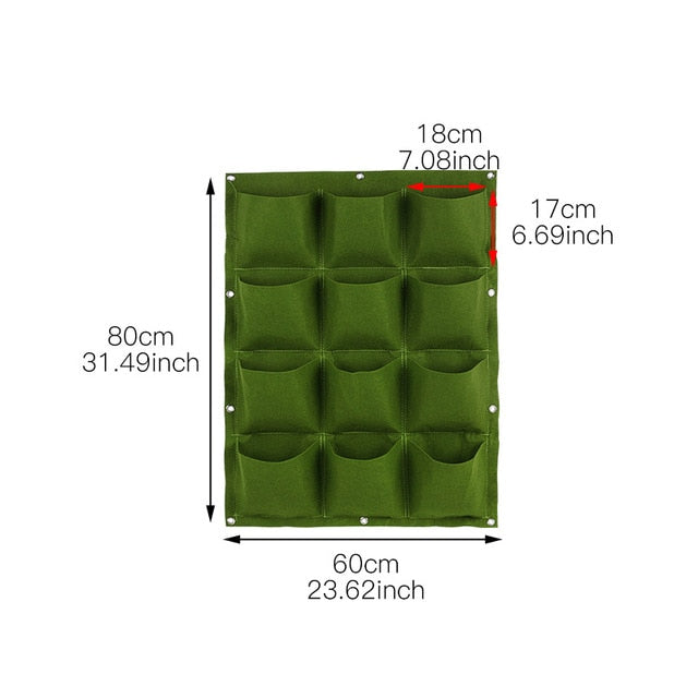 18/36/49 Pockets Hanging Green Grow Bag Planter Vertical Garden Vegetable Living Garden Bag Planter Growing Bags Flowers Supply