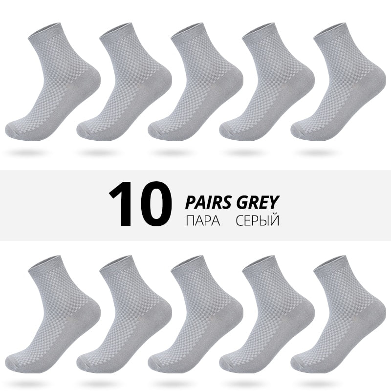 10 Pairs/Lot Men Bamboo Fiber Socks New Classic Business Long Socks Mens Dress Sock For Winter Gift Plus Size EUR39-45