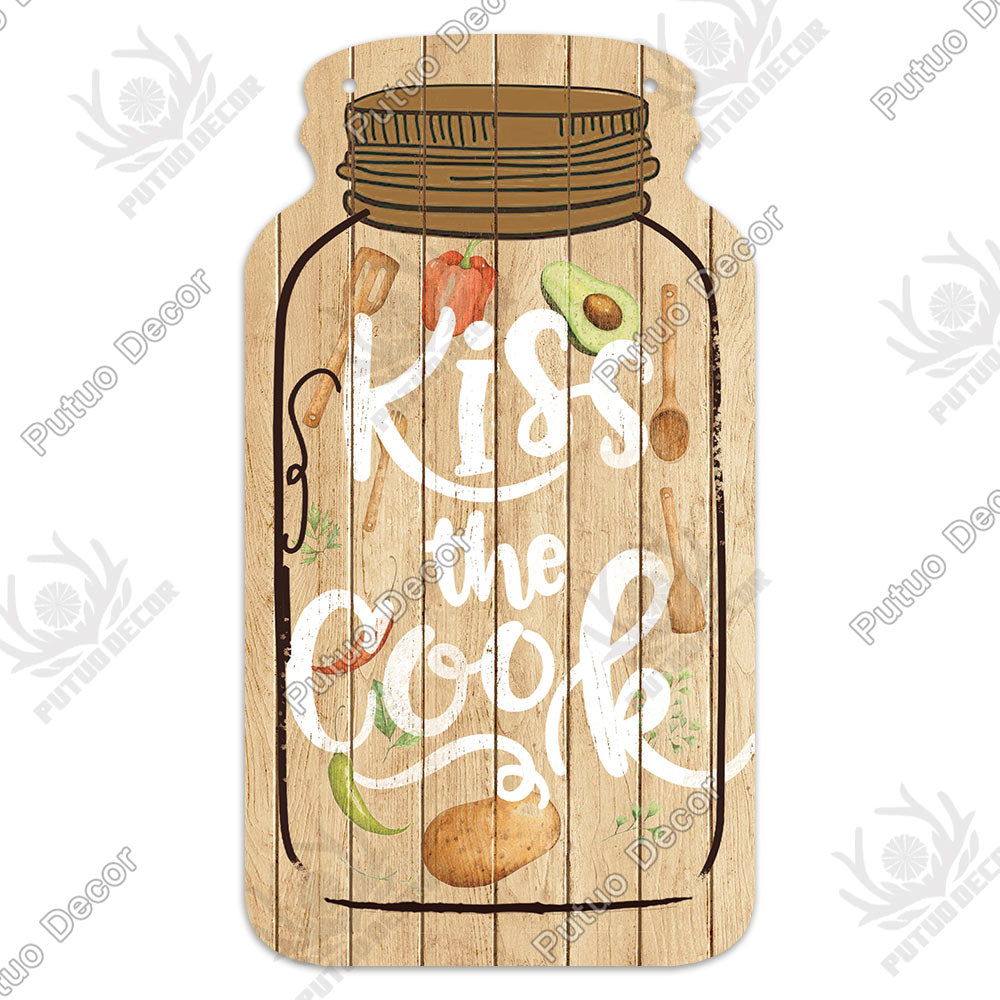 Decor Kitchen Sign Mason Jar Shape Wood Hanging Sign Irregular Plate for Rustic Home Decoration Kitchen Wall Decor GiftTag