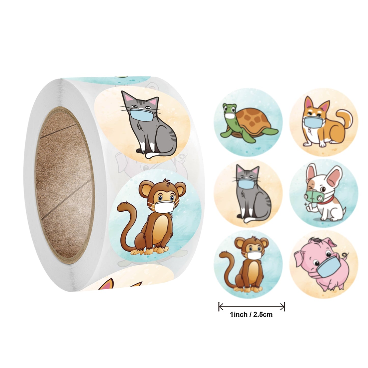 Stickers 500 Pcs/roll Teacher Reward Sticker Fun Motivation Cat Dog Stickerfor School Teacher Student Stationery Stickers Kids