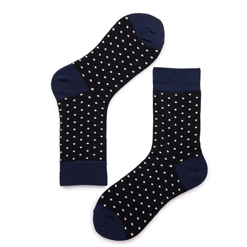 Fashion Dot Cotton Men's Socks Long Stripe Crew Socks Man Business Casual Happy Socks Calcetines Mujer