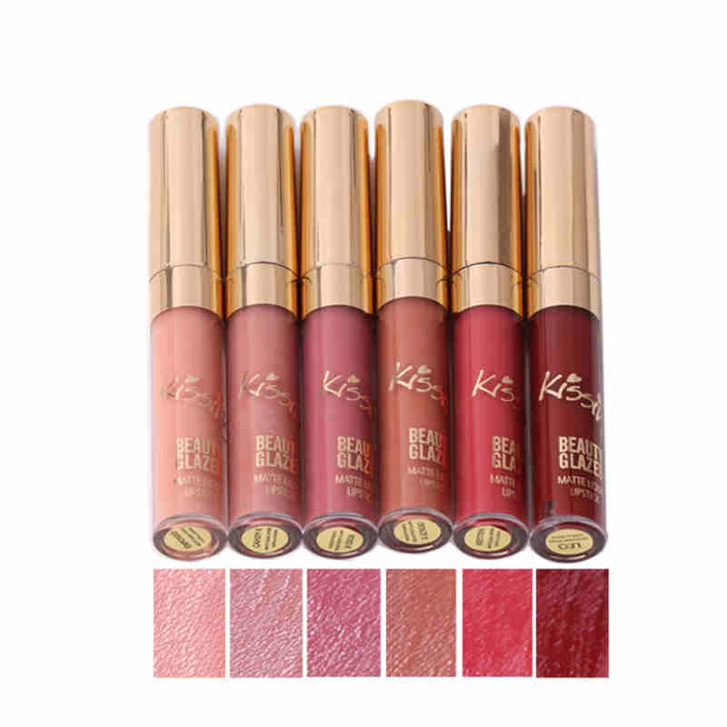 BEAUTY GLAZED 6Pcs/Set Professional Liquid Lipstick Lip Gloss Makeup Matte Sexy Kit Long Lasting Cosmetics Waterproof Maquiagem