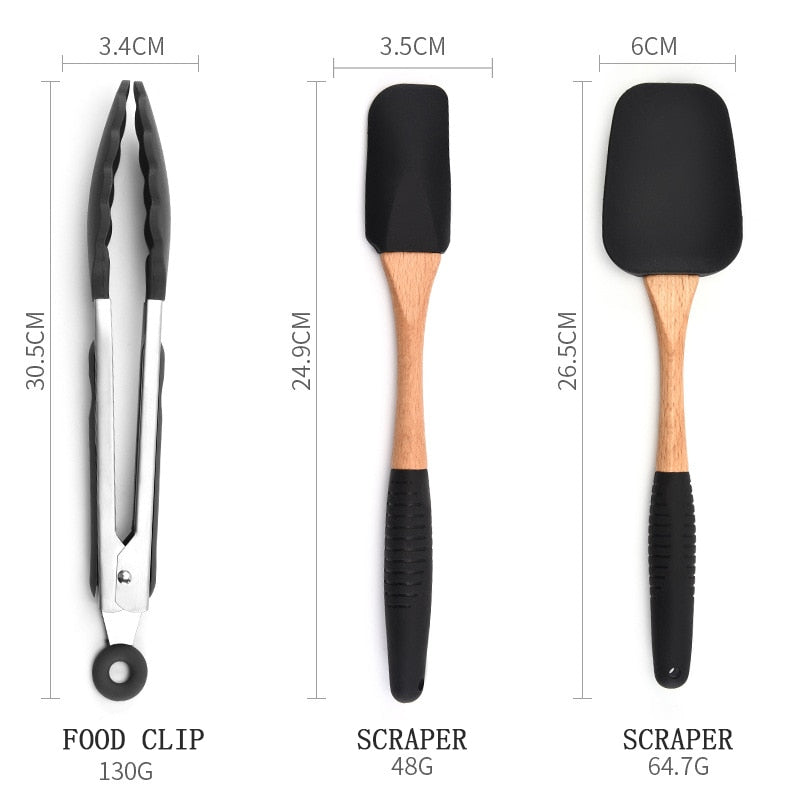 Silicone Wood Turner Spatula Brush Scraper Pasta Gloves Egg Beater Kitchen Accessories Baking Cooking Tools Kitchenware Cookware