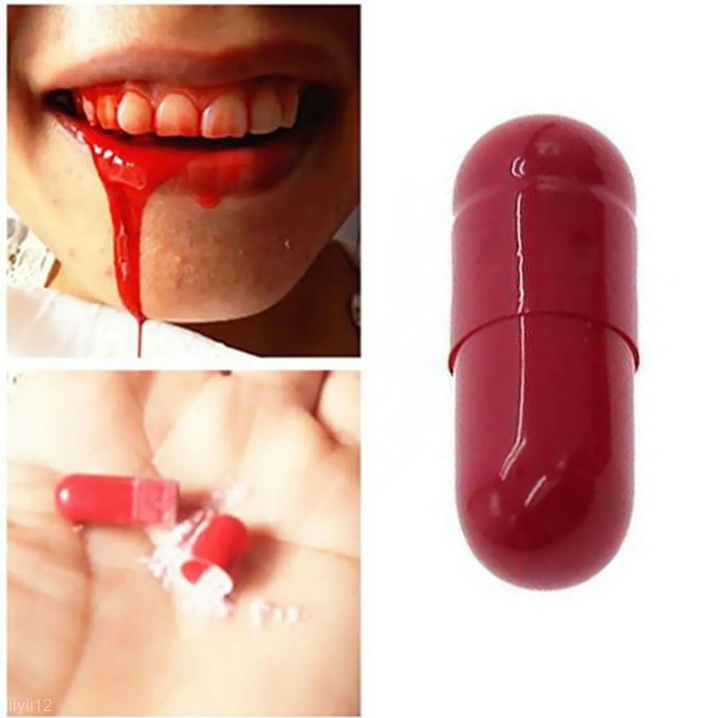 3Pcs/Box Halloween Fake Blood Pills Vampire Capsule Horror Funny Realistic Liquid Fake Blood Pills Capsules Halloween Prop