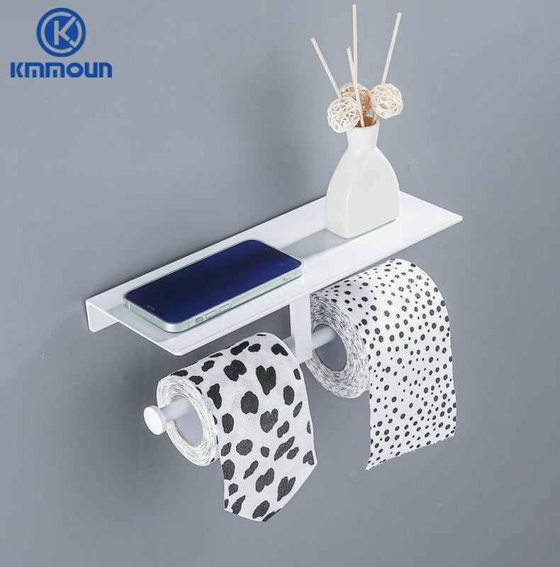 Black / White Bathroom Shelf Shampoo Holder Kitchen Storage Rack Bathroom Hardware Space Aluminum Shower Room Accessory