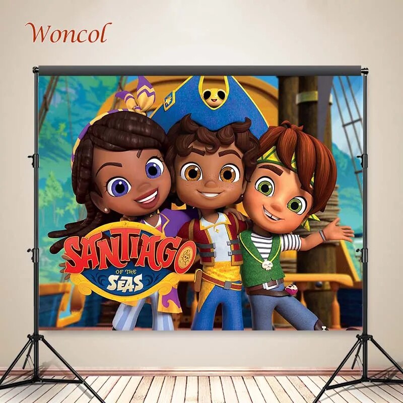 Woncol Pirate Santiago Photo Backdrops Boy Birthday Party Photography Backgrounds Personalized Decor Banner Photo Prop