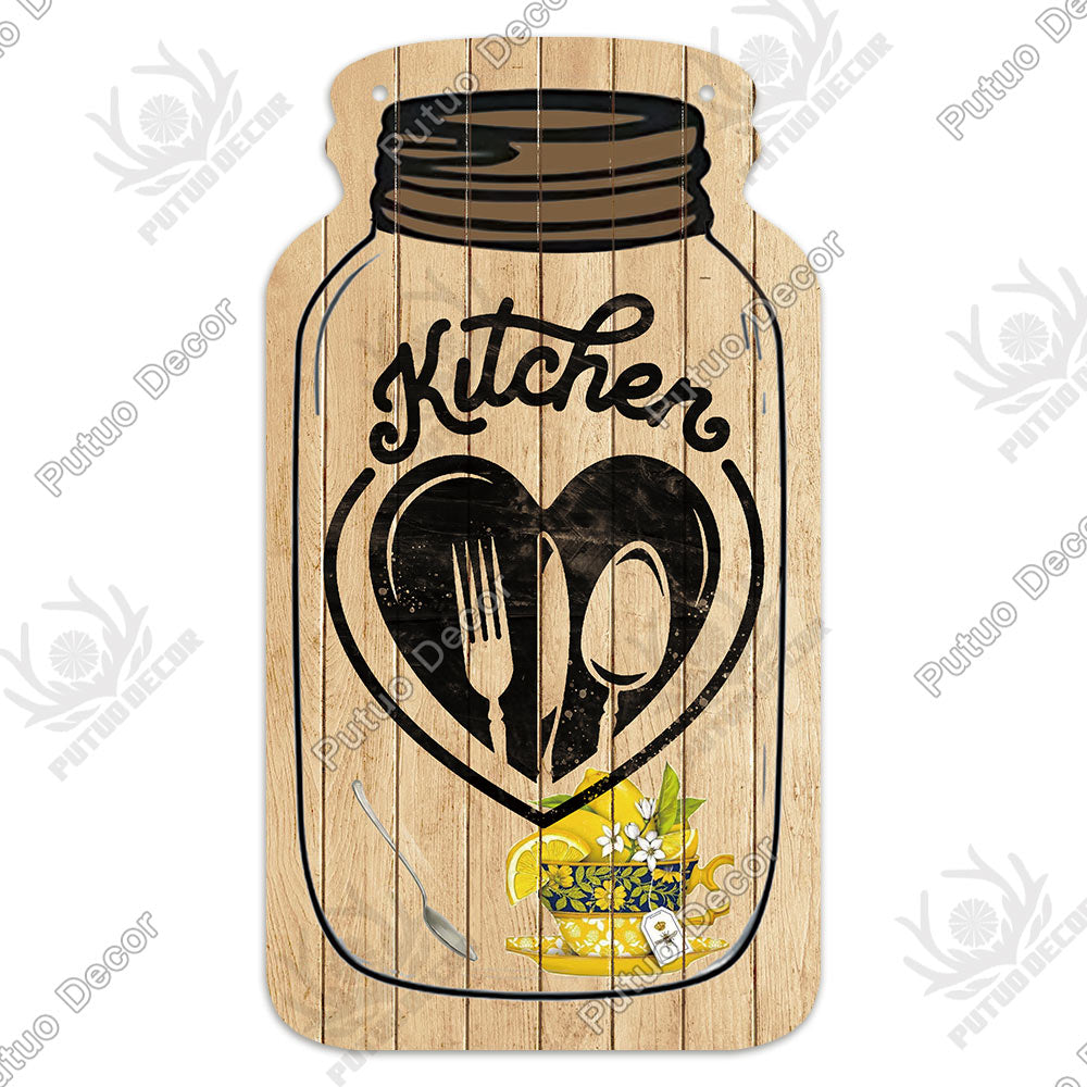 Decor Kitchen Sign Mason Jar Shape Wood Hanging Sign Irregular Plate for Rustic Home Decoration Kitchen Wall Decor GiftTag