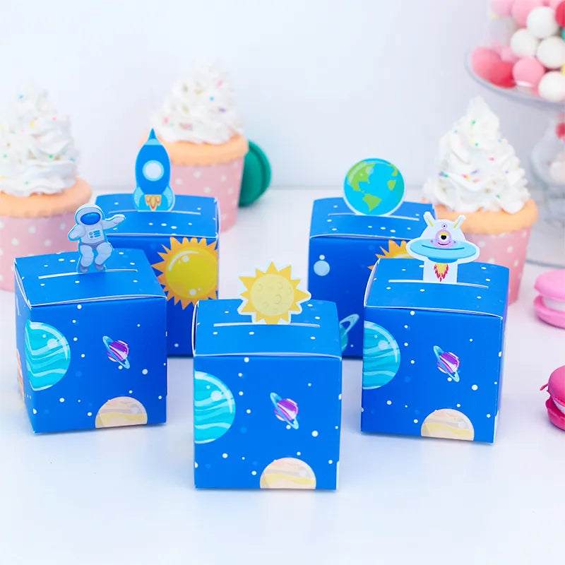 Favor Box For Kids Birthday Party 5pcs Donut Mermaid Farm Animal Swan Space Candy Gift Bags Jungle Safari Treat Box Baby Shower