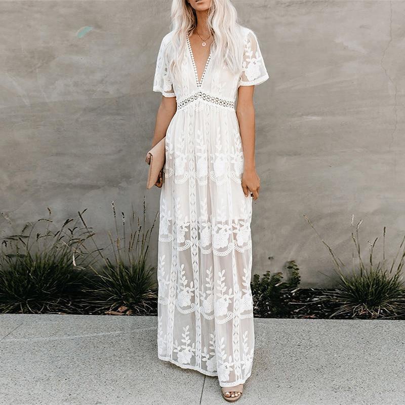 Off Shoulder Lace Patchwork Elegant Dress Women Summer  Neck Spaghetti Strap Dress Female New Fashion Solid Party Dresses