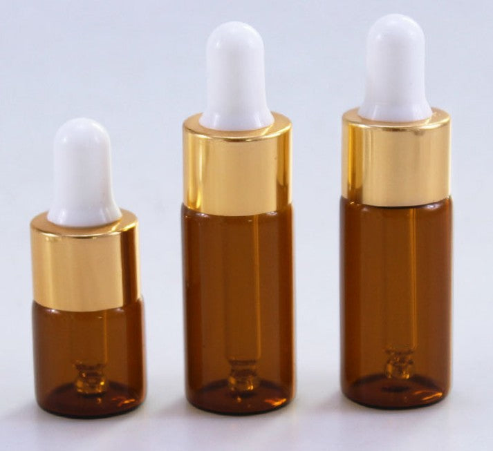 50pcs/lot 5ml 10ml 15ml 20ml Amber Glass Dropper Bottle Jars Vials With Pipette For Cosmetic Perfume Essential Oil Bottles