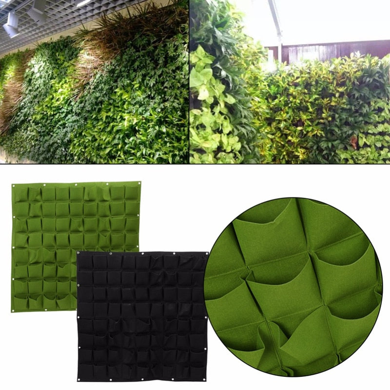 18/36/49 Pockets Hanging Green Grow Bag Planter Vertical Garden Vegetable Living Garden Bag Planter Growing Bags Flowers Supply