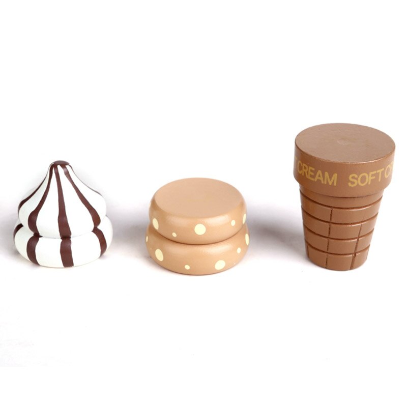 Toy Woo Wooden Kitchen Toys Pretend Play Ice Cream Food Toys Play Gift For Children Kitchen Magnetic Vanilla Chocolate -5