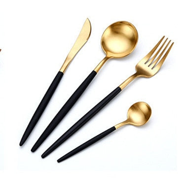 Dinner Set Cutlery Knives Forks Spoons Wester Kitchen Dinnerware Stainless Steel Home Party Tableware Set