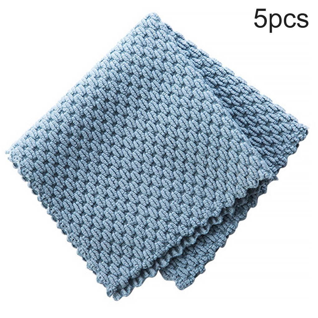 1PC/5PCS Anti-grease Wiping Rags Kitchen Super Absorbent Microfiber Cleaning Cloth Home Washing Dish Kitchen Cleaning Towel