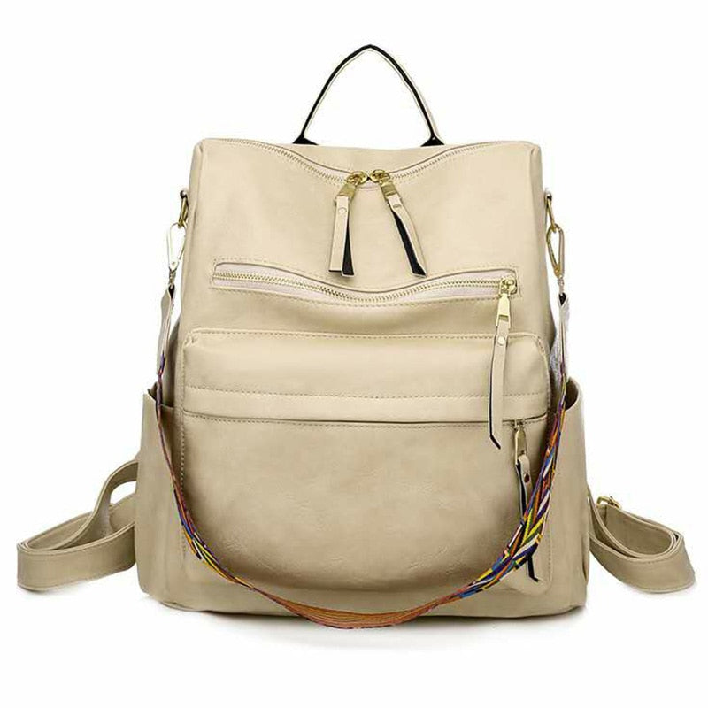 Retro Large Backpack Women PU Leather Rucksack Women's Knapsack Travel Backpacks Shoulder School Bags Mochila Back Pack