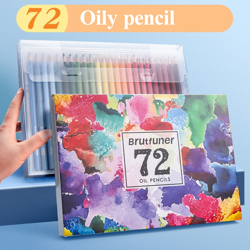 Brutfuner 12/50/160/180/260 Professional Oil Colored Pencil Set Wood Sketch Drawing Pencil For Kid Student Painting Art Supplies