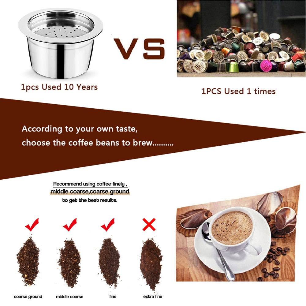 ICafilas New Stainless Steel  Refillable Reusable Coffee Capsule Cafeteira Filter for K Fee &Tchibo Cafissimo Cream Maker