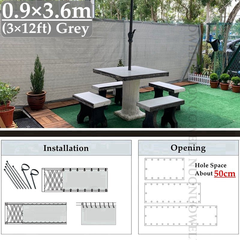 Wide 0.9m 3ft HDPE Anti-UV Sun Shade Net Garden Plants Cover Shade Sails Enclosure Nets Balcony Terrace Fence Safety Privacy Net