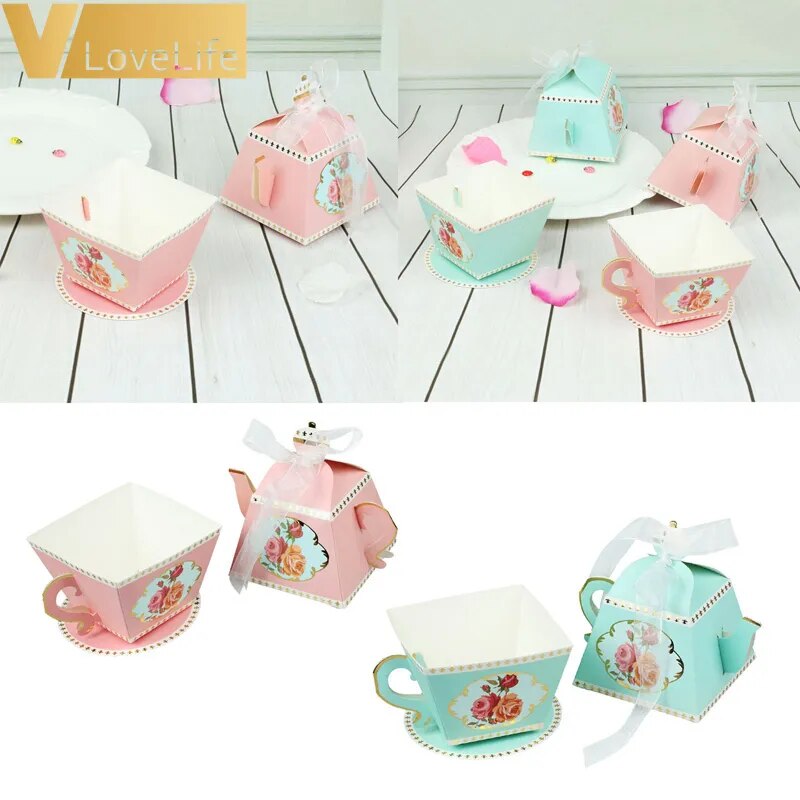 Candy Boxes Teapot Party Favors Wedding Gifts for Guests Baby Shower Birthday Party Packaging Box  Decoration 10Pcs Gift Bags