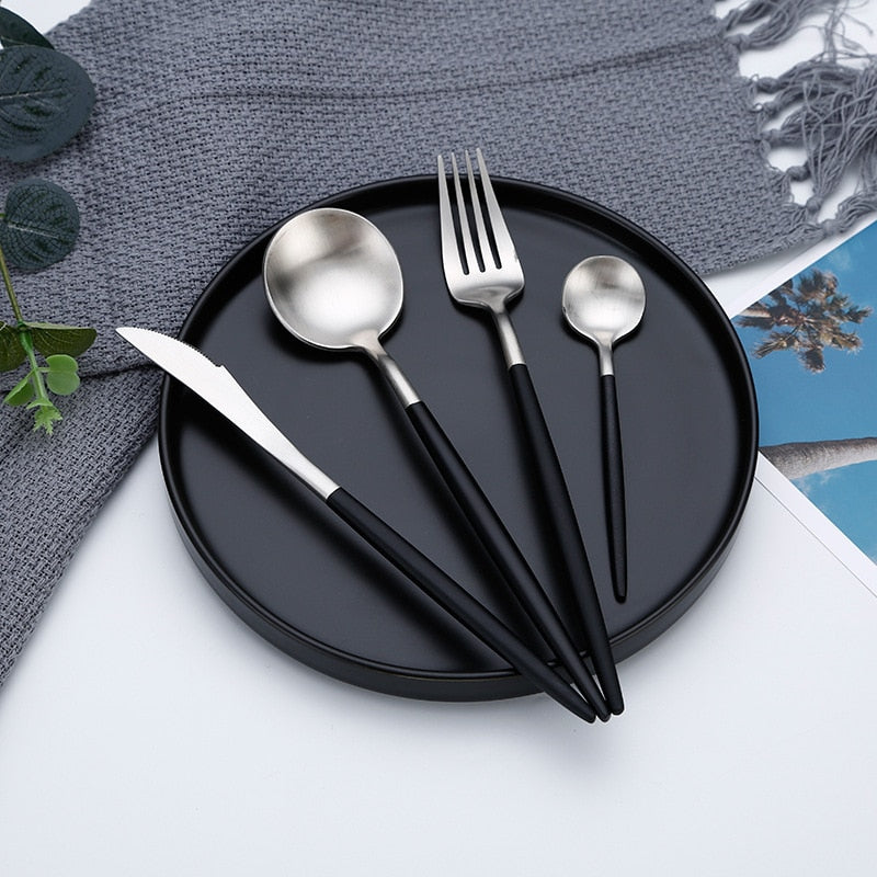 Dinner Set Cutlery Knives Forks Spoons Wester Kitchen Dinnerware Stainless Steel Home Party Tableware Set