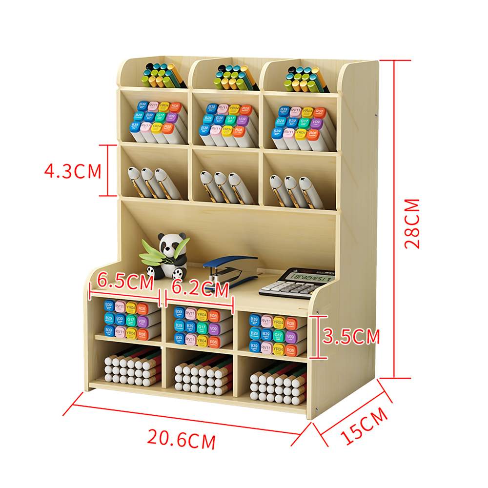 Creative Multi-function Wooden Desktop Pen Holder Office School Stationery Storage Stand Case Desk Pen Pencil Organizer