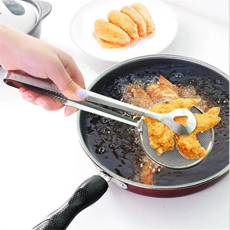 1pcs Kitchen Accessories Stainless Steel Fried Food Fishing Oil Scoop Kitchen Gadget and Barbecue Brush for Kitchen Tools Home-S