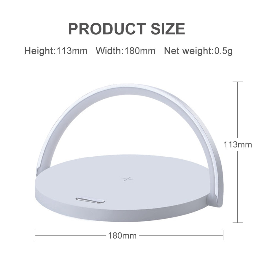 10W Qi Fast Wireless Charger Table Lamp For iPhone 11 12 13Pro Mobile Phone Charging Holder Night Light 4 in1 Dimmable Desk Lamp