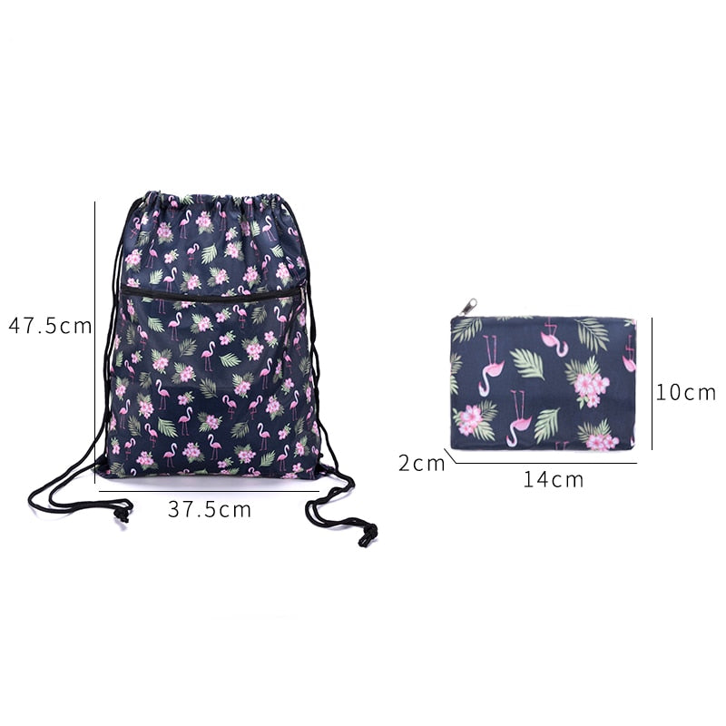 Foldable Waterproof String Backpack for Gym Workout Outdoor Running Travel Cartoon School Eco Friendly Shopping Bag with Zipper