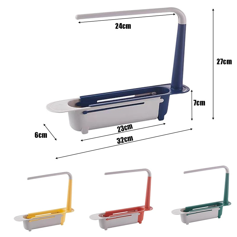 Telescopic Sink Drain Rack Soap Sponge Holder Organizer Sink Shelf Hanger Expandable Storage Basket Kitchen Tool