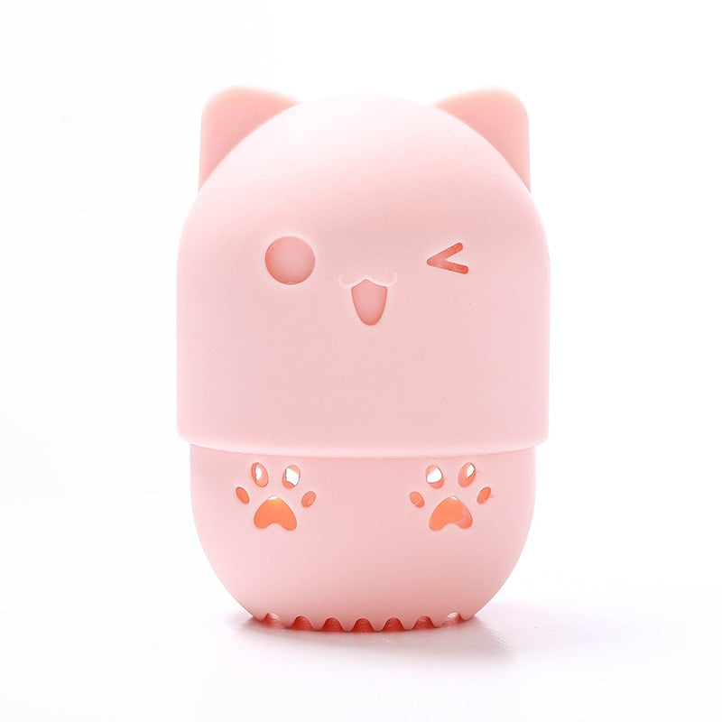 1Pcs Kitten Silicone Powder Puff Drying Holder Egg Stand Beauty Pad Makeup Sponge Display Rack Cosmetic Blender Case Puff Holder