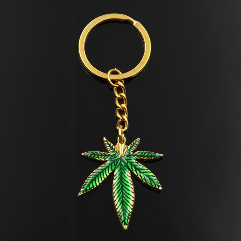 Fashion Key Ring Metal Key Chain Keychain Jewelry Antique Gold Color Bronze Silver Color Plated Maple Leaves 39x34mm Pendant