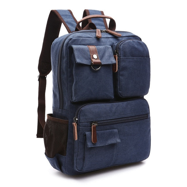 Mens Laptop Backpack Rucksack Canvas School Bag Travel Backpacks for Teenage Male Bagpack Computer Knapsack Bags Computer Bag