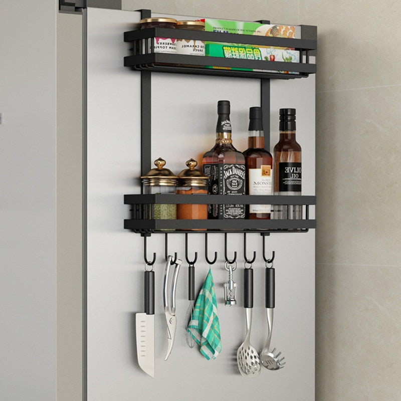 Refrigerator Side Storage Rack Fridge Shelf Cupboard Organizer Kitchen Cabinet Space Saving Refrigerator Hanging Storage Rack