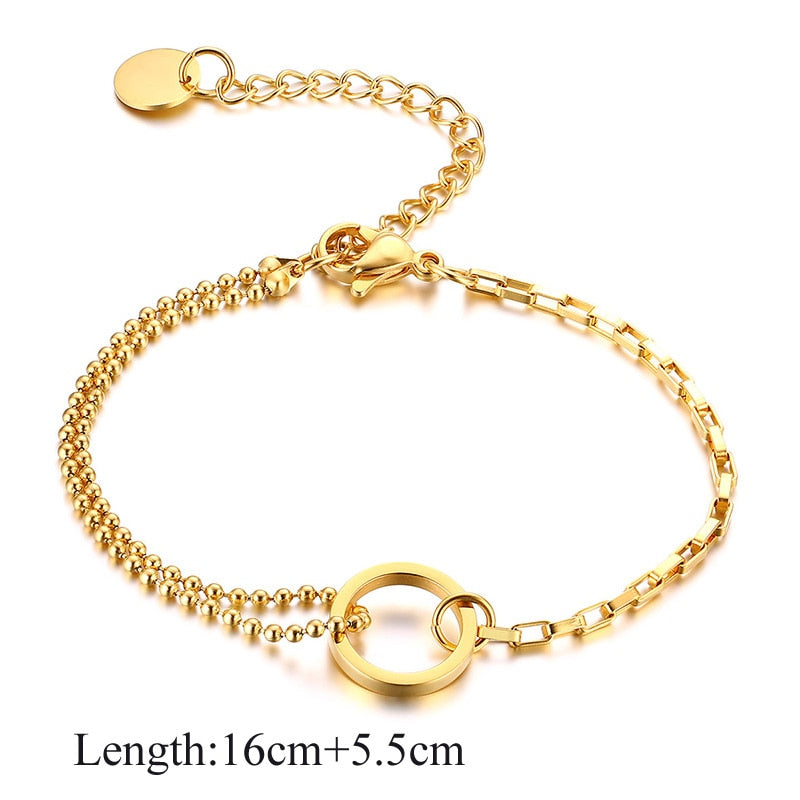 Paperclip Chain Bracelet for Women,Gold Color Stainless Steel Rectangle Link Bracelets,Cable Dainty Girls Layering Jewelry