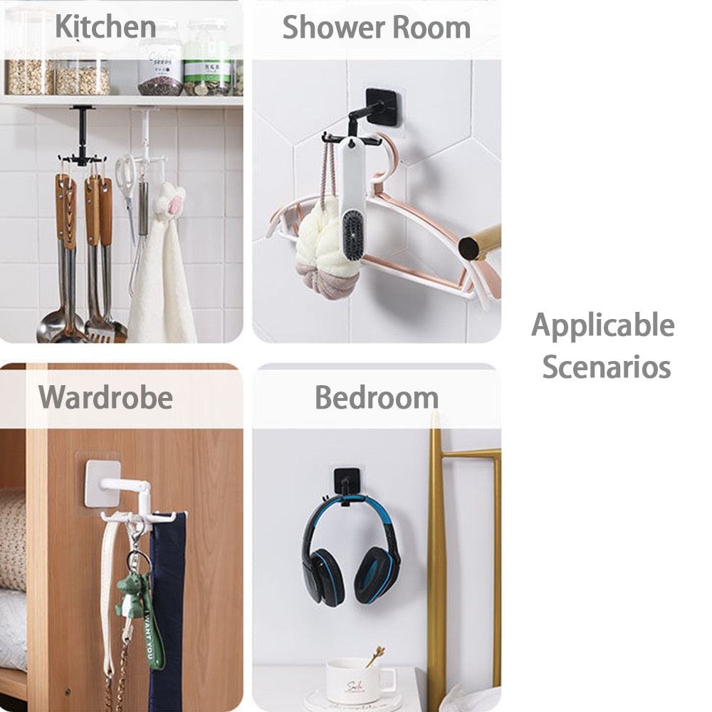 Upgrade Six Hook 360° Degree Rotation Multifunctional Hook Household Finishing Appliances Kitchen Storage Hook