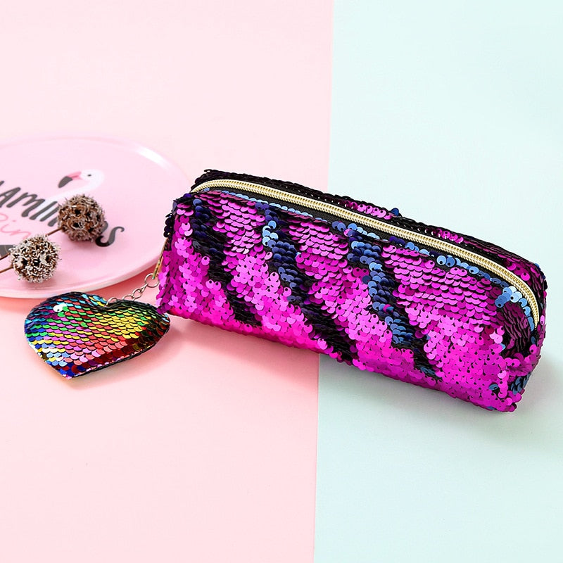 School Pencil Case Sequin Pencilcase for Girls Boys Penal Bag Kawaii Cartridge Pen Box Big Multi Cosmetic Pouch Stationery