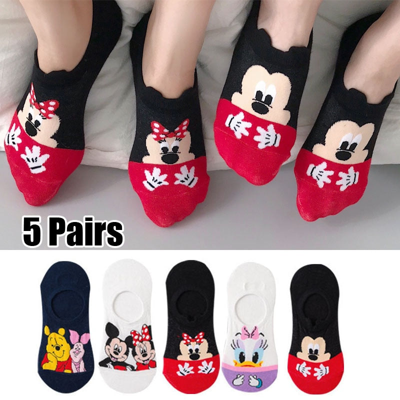 5 Pairs/Lot women socks Casual Korea cartoon animal socks Cotton Cute girl funny mouse duck ankle socks size 35-41