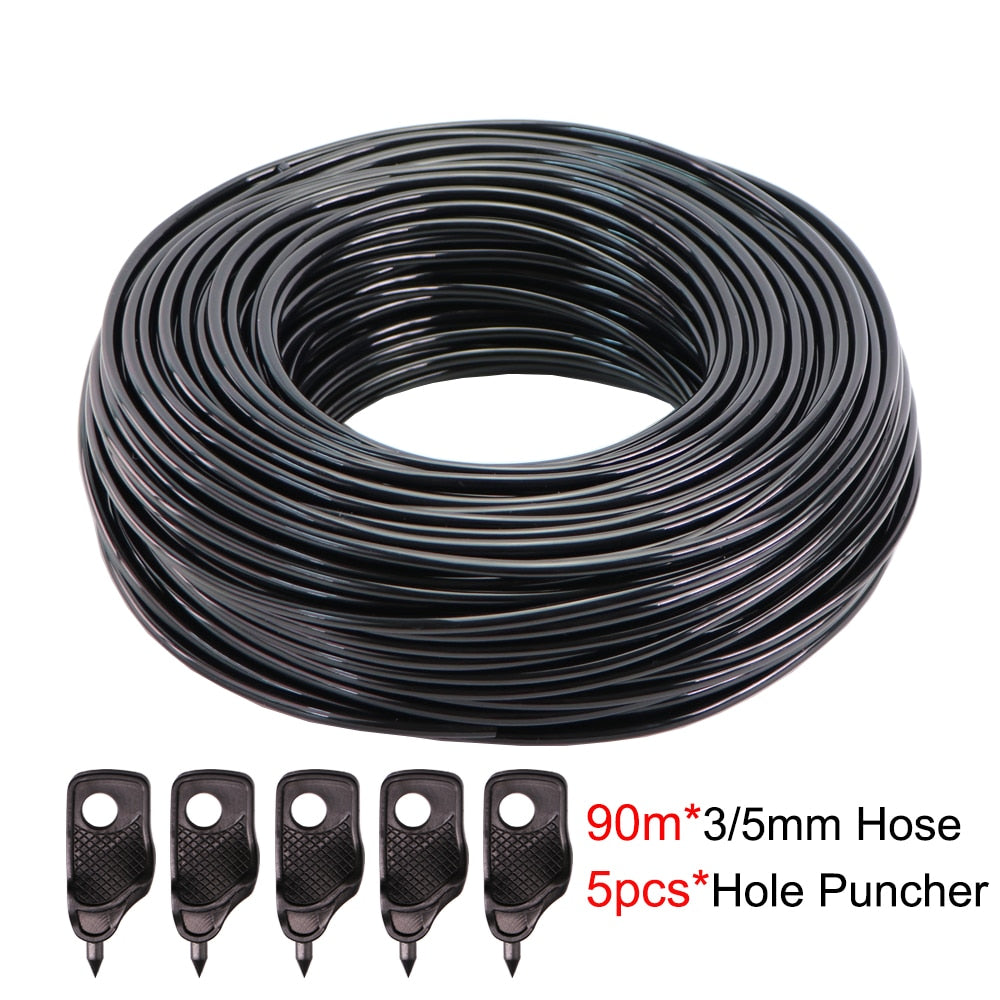 5-140m Garden Watering 3/5mm Hose Irrigation Pipe 1/8'' Tubing Greenhouse Bonsai Plant Flower Drip Arrow Dripper Sprinkler Tube