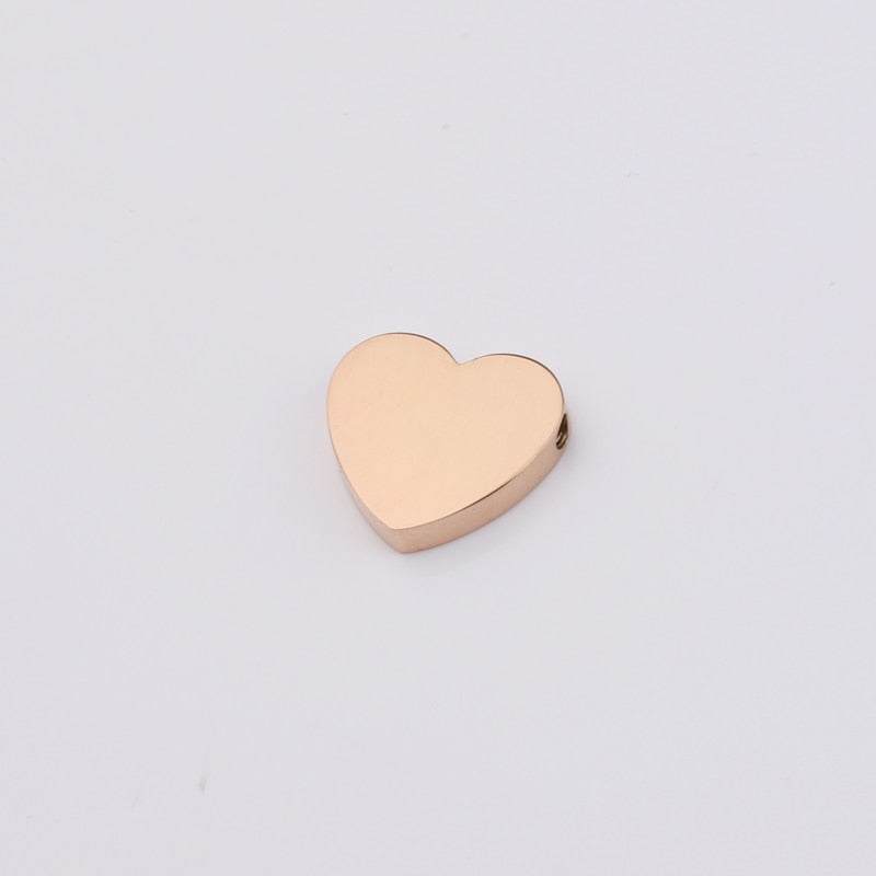 Fnixtar 20Pcs Mirror Polish Stainless Steel Blank Heart Beads For DIY Custom Name Logo Making Necklaces Braid Bracelets Jewelry