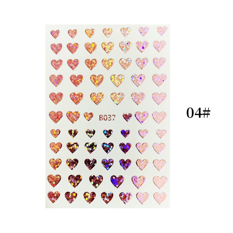 1PC Heart Love Design 3D Nail Sticker English Letter stickers Face Pattern Trasnfer Sliders Valentine's Day Nail Art Decoration