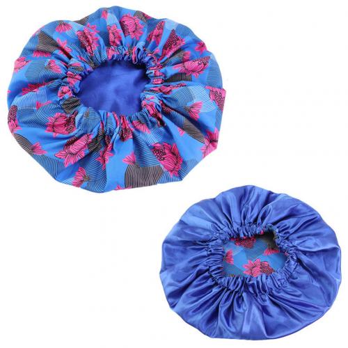 Women African Floral Print Satin Night Sleep Bonnet Hat Hair Care Cap Head Wrap Large Head Wear Ladies Headwrap Hair Care Hat