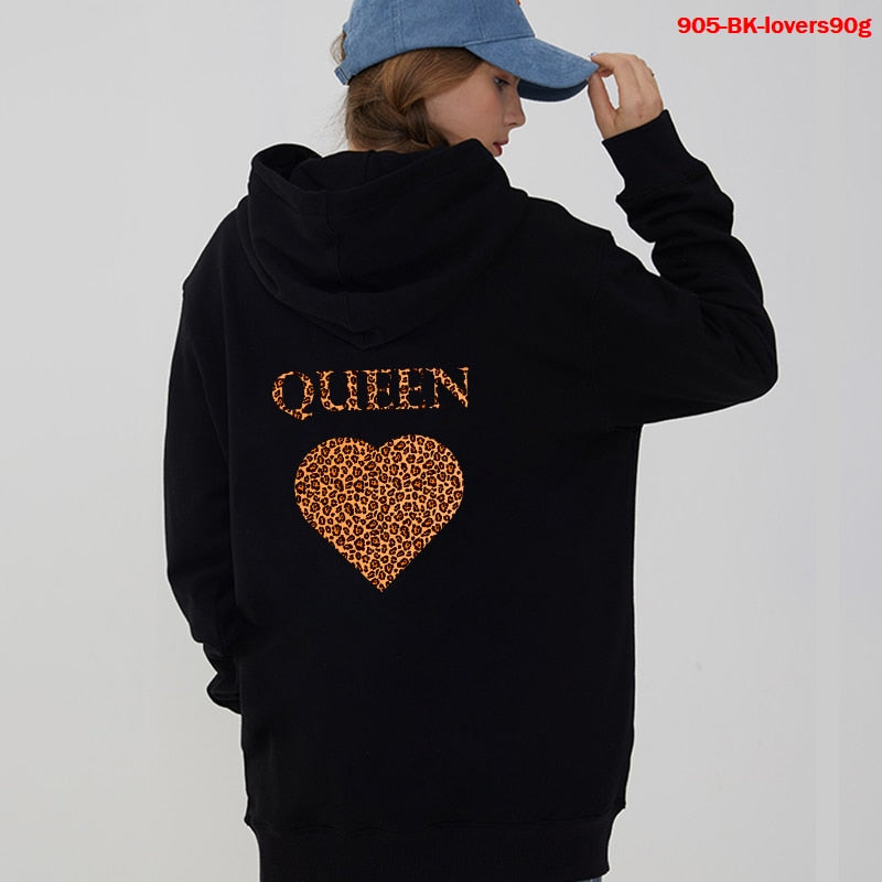 Women Hoodies King Queen Printed Sweatshirt Lovers Couples Hoodie Fashion Hooded Sweatshirt Matching Casual Pullovers Tracksuits