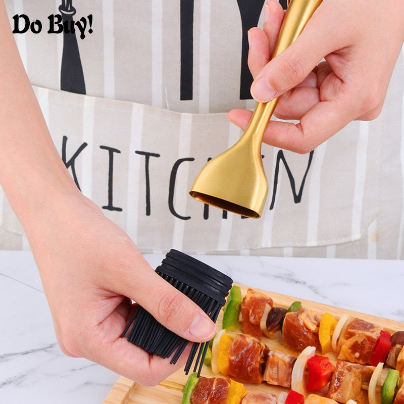 1 Pcs Oil Brushes Stainless Steel Silicone Kitchen BBQ Grilling Baking Cooking Brushes Barbecue Cooking Tools