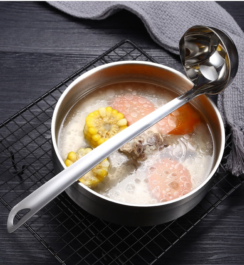 Long Handle Oil Soup Separate Spoon Home Strainer Cooking Colander Kitchen Scoop Stainless Steel Ladle Dinner Tableware