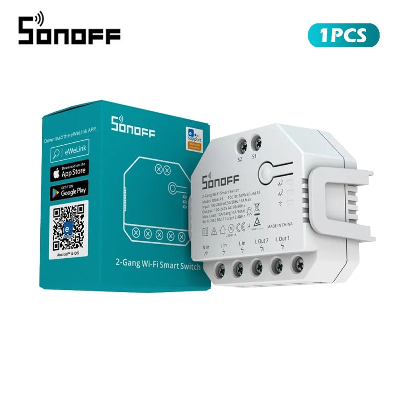 SONOFF DUAL R3 2 Gang Dual Relay Module DIY MINI Smart Switch Power Metering Smart Home Control via eWeLink Alexa Google Home