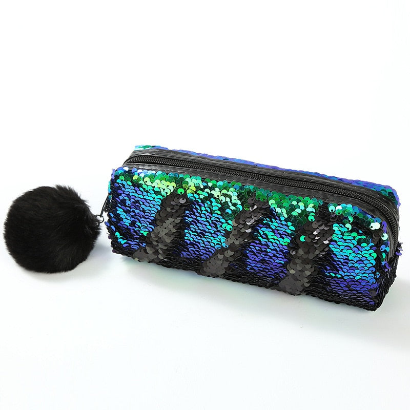 School Pencil Case Sequin Pencilcase for Girls Boys Penal Bag Kawaii Cartridge Pen Box Big Multi Cosmetic Pouch Stationery