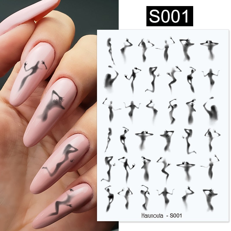 1PC Heart Love Design 3D Nail Sticker English Letter stickers Face Pattern Trasnfer Sliders Valentine's Day Nail Art Decoration