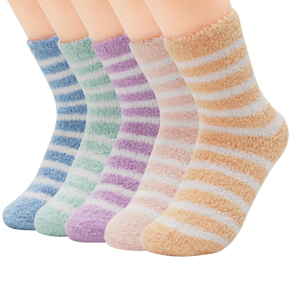 5 Pair Candy Warm Lady Heart Cute Winter Kawaii Thick Casual Women Socks Fuzzy Fluffy Warm Socks Short Cute Cotton Socks Female