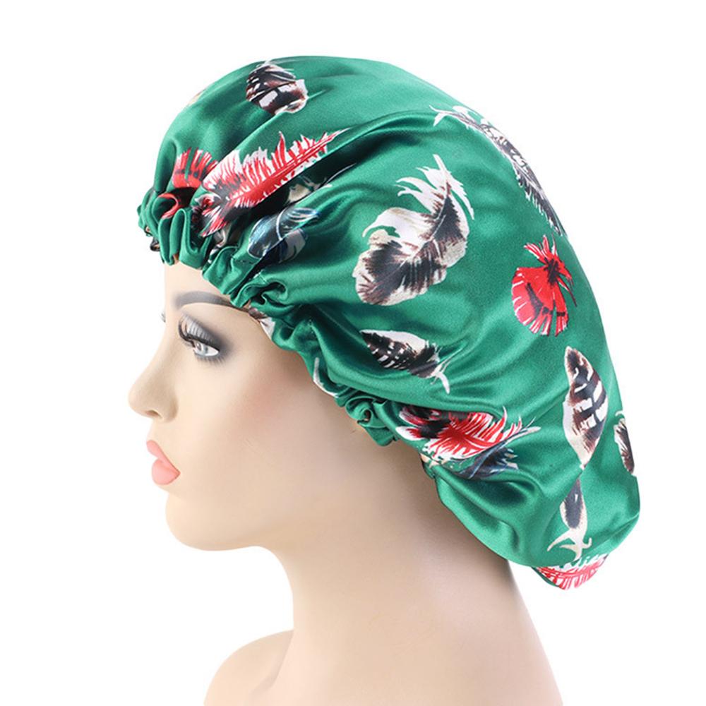 Women African Floral Print Satin Night Sleep Bonnet Hat Hair Care Cap Head Wrap Large Head Wear Ladies Headwrap Hair Care Hat