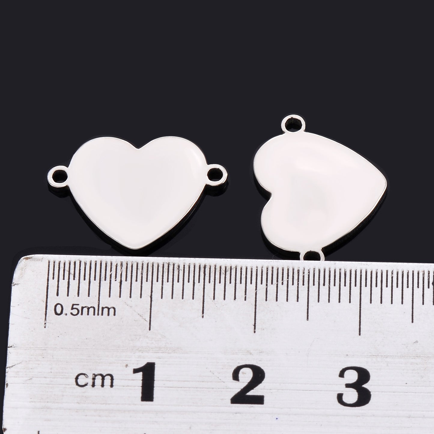 10 pcs Stainless Steel Small Heart Bracelet Connectors Charms DIY Jewelry Findings Bangle Connector Accessory 2 Holes DIY Charm